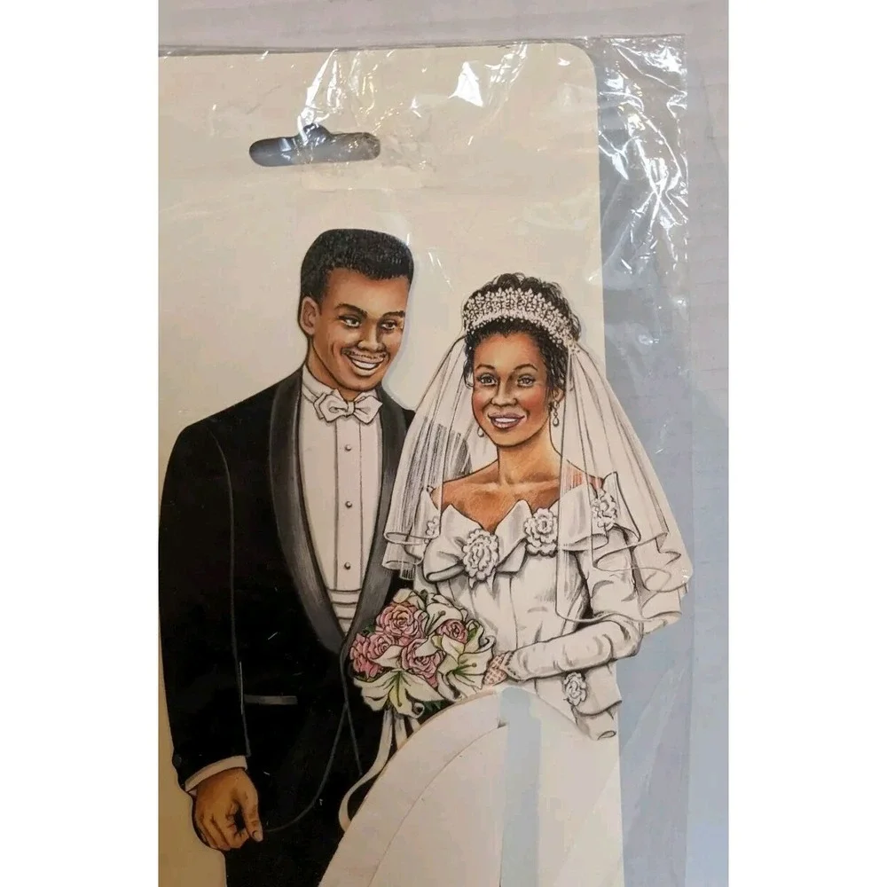 90s Wedding Centerpiece African American Bride & Groom Honeycomb NOS Beistle Vtg